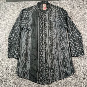 JOHNNY WAS Black Embroidered Eyelet Lace Tunic Blouse/Top Sz M